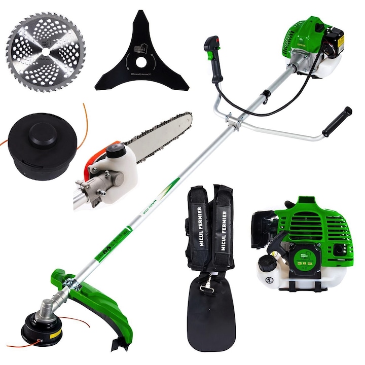 Motocoasa Micul Fermier GF-2292, 6CP, 6CP, Accesorii incluse, Extra Cap tip Drujba pentru crengi