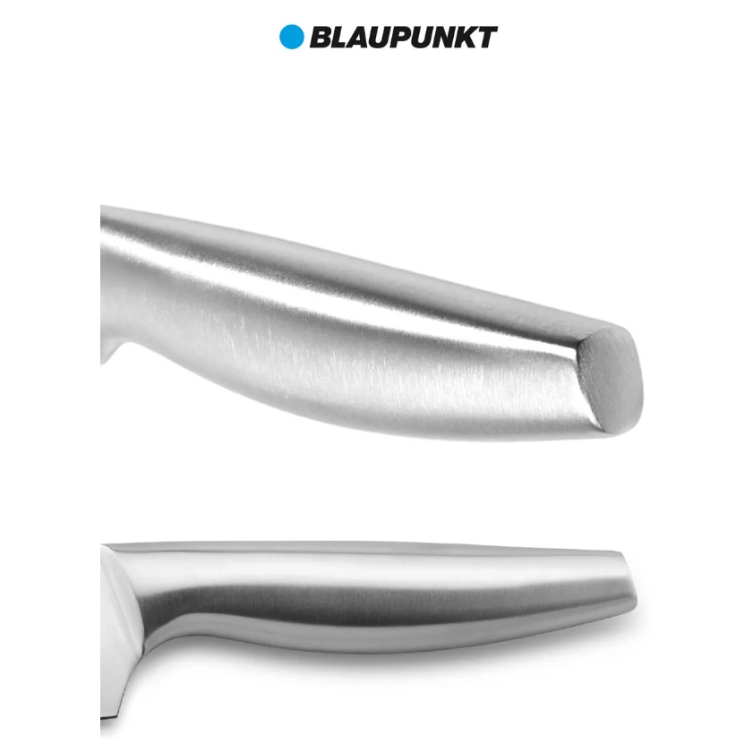 Cutit santoku profesional, Blaupunkt, Otel german, 18 cm, Argintiu