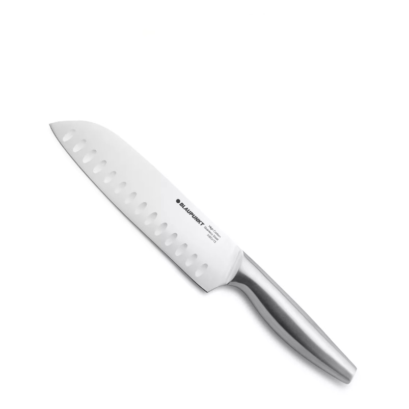 Cutit santoku profesional, Blaupunkt, Otel german, 18 cm, Argintiu
