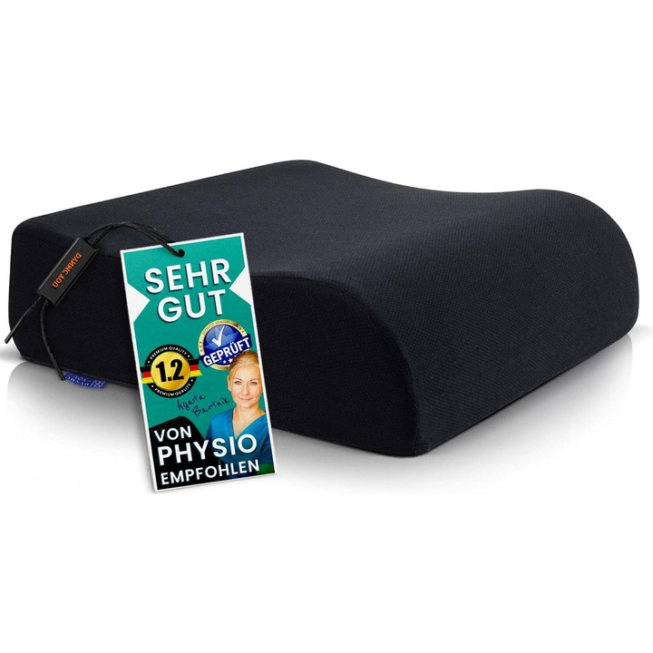 Perna inaltime confortabila pentru adulti si copii, stabila, 13 cm, pentru masina sau birou, 40 x 40 x 13 cm, culoare negru