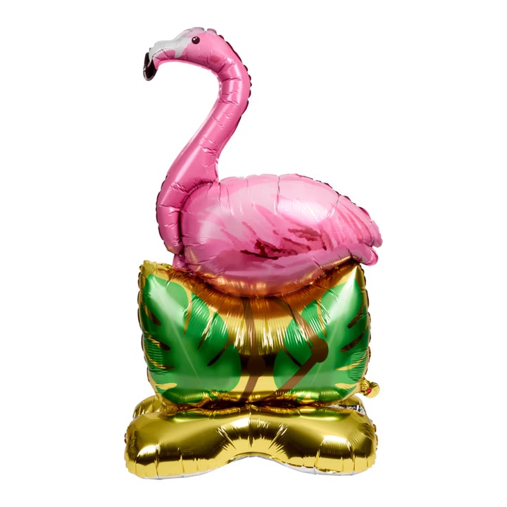 Balon decorativ din folie, 3D, autoportant, model Flamingo, XXL, 115 cm, decor petrecere tropicala