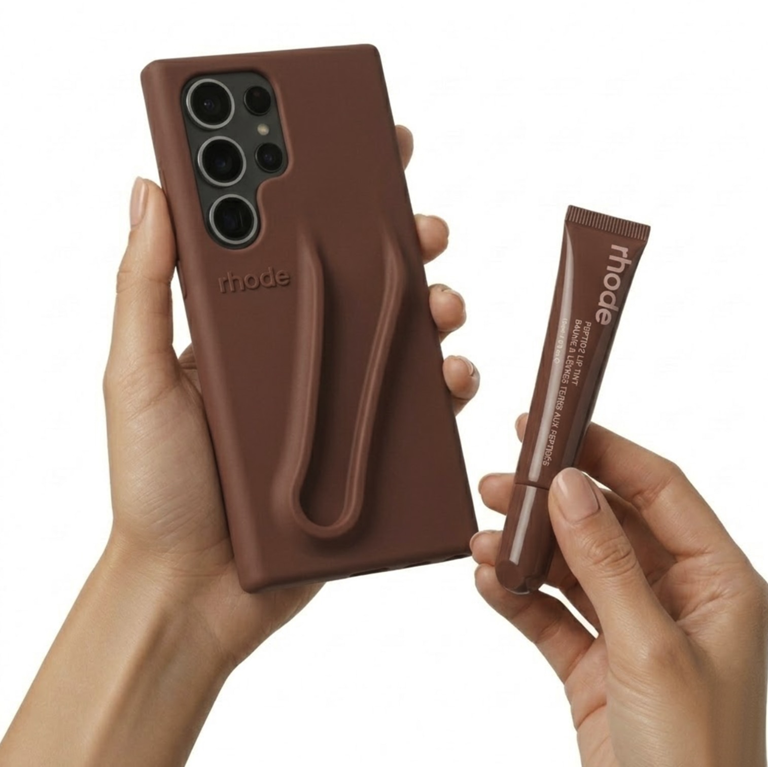 Husa pentru Samsung S26 Ultra, Silicon Premium, cu Suport pentru Ruj, include Luciu de Buze 10ml, Protectie Camera, Anti-Soc, Ciocolatiu