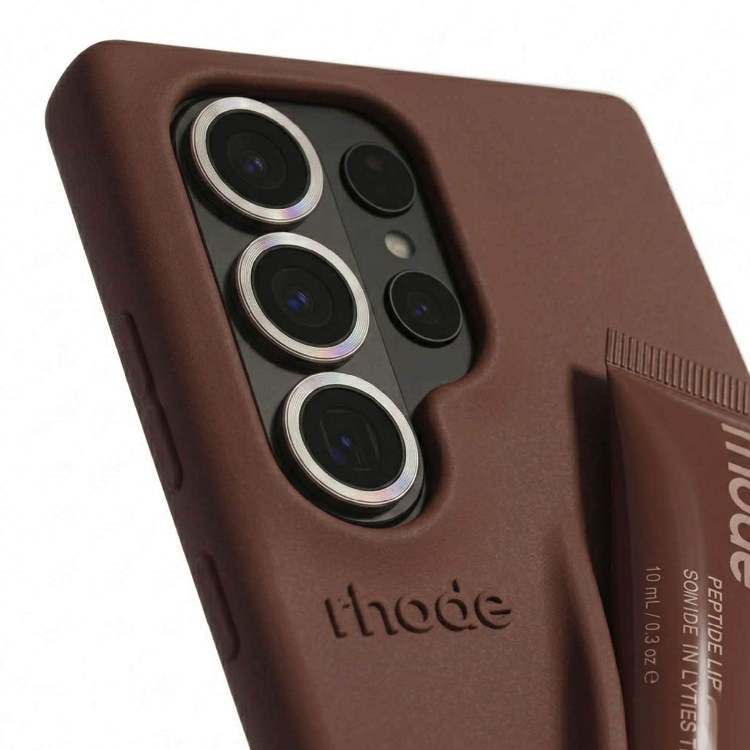 Husa pentru Samsung S26 Ultra, Silicon Premium, cu Suport pentru Ruj, include Luciu de Buze 10ml, Protectie Camera, Anti-Soc, Ciocolatiu
