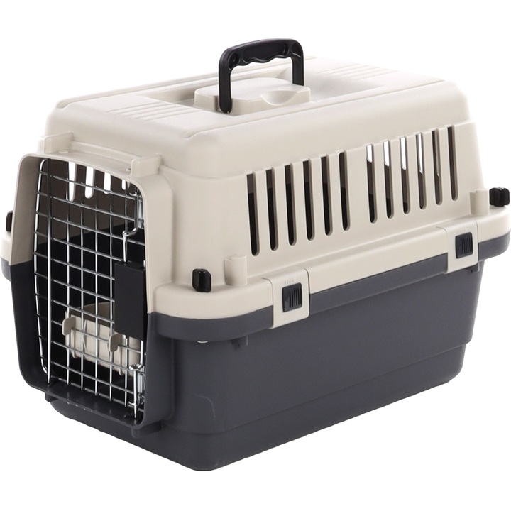 Cusca pentru transport Caini sau Pisici, marime M, dimensiuni 67 x 51 x 47 cm, culoare Gri/Alb