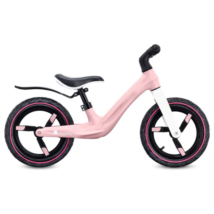 Bicicleta Fara Pedale Copii Sport 12 Inch Roti Gonflabile Cadru Nylon Usor Sa Reglabila Ghidon Ergonomic Bicicleta Echilibru Copii 2 Ani Roz