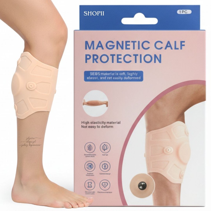 Orteza magnetică pentru gamă, SHOPII, ecru, 8 magneți, pentru atleti