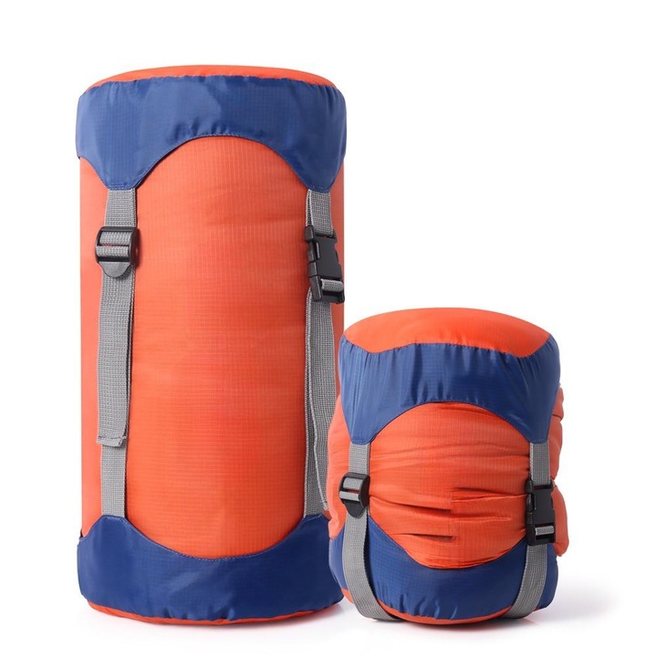 Sac de dormit portabil, Aiorber, compresibil, depozitare compacta, design cu gluga, rezistent la stropire, rezistent la rupere, potrivit pentru camping/calatorii in aer liber, M, 34×51cm, portocaliu
