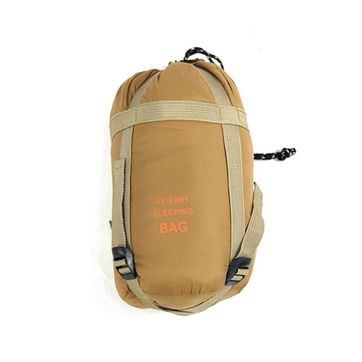 Sac de dormit pentru camping, Aiorber, depozitare portabila, fermoar bidirectional, rezistent la stropire, 190*75 cm, potrivit pentru camping/calatorii in aer liber, kaki