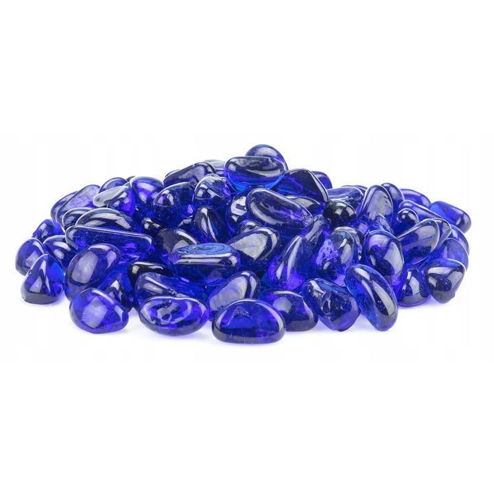 Pietris decorativ din sticla albastra 3 kg (Ø 1-2 cm)
