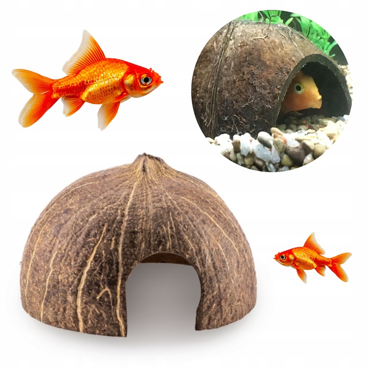 Ascunzatoare 1/2 periata coaja de nuca de cocos Ø11 cm