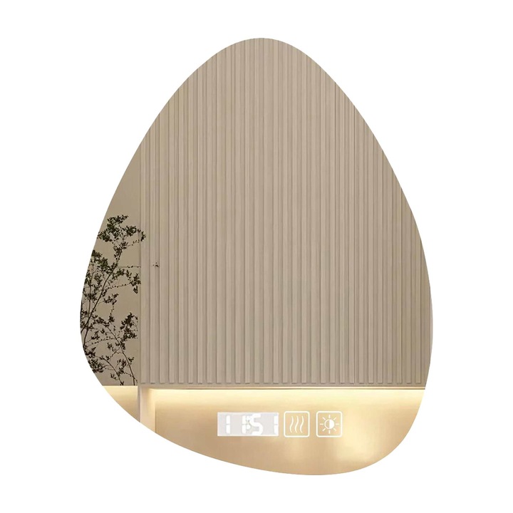 LED огледало за баня Aiorber, органичен дизайн, против замъгляване, регулируемо осветление 3000K-6000K, 40x60см