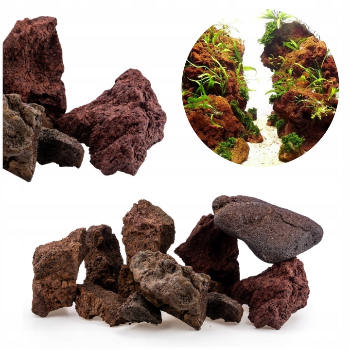 Decoratiune acvariu piatra lavica maro 15 kg