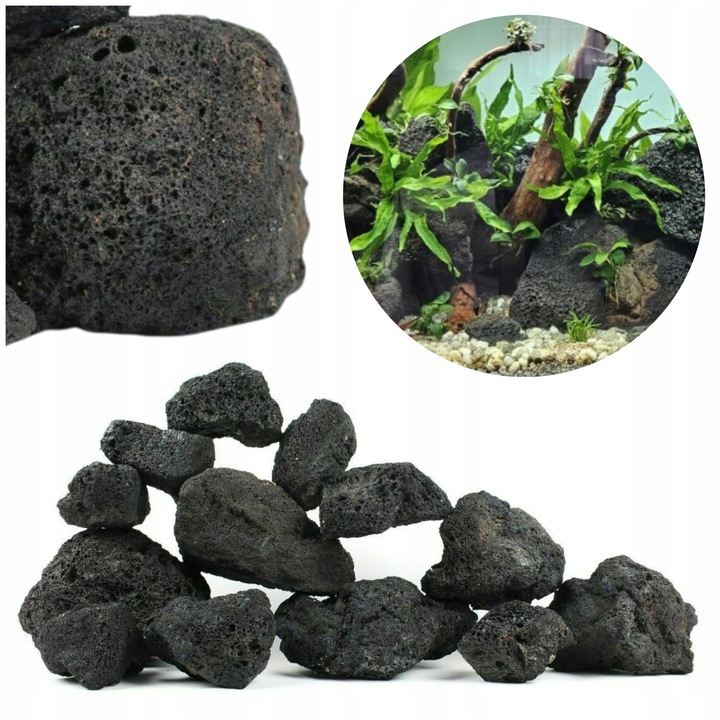 Set pietre acvariu lava vulcanica neagra 5kg