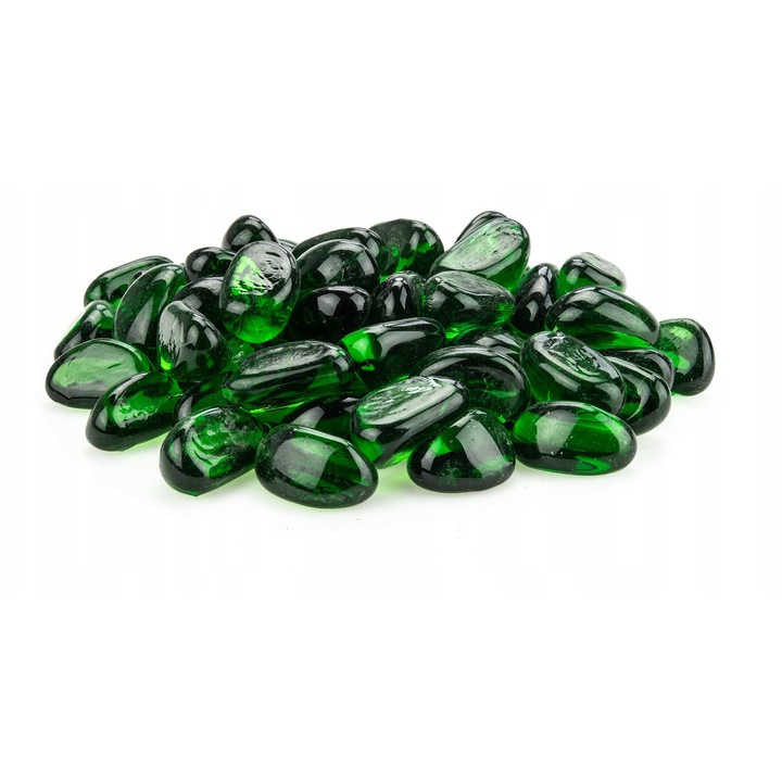 Pietris decorativ verde din sticla 500 g (Ø 1-3 cm)