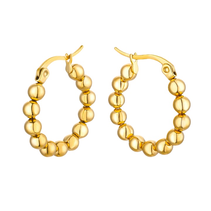 Cercei Eva Grace, aurii, rotunzi, 2.2x2.2cm