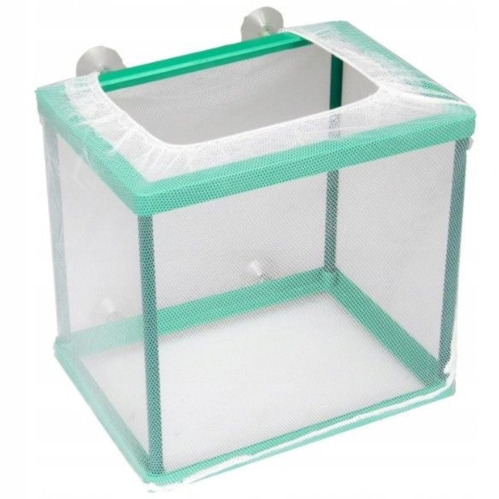 Cutie de creștere cu plasă pentru acvariu, TD Stones, plastic netoxic, transparent, 17x13x15cm