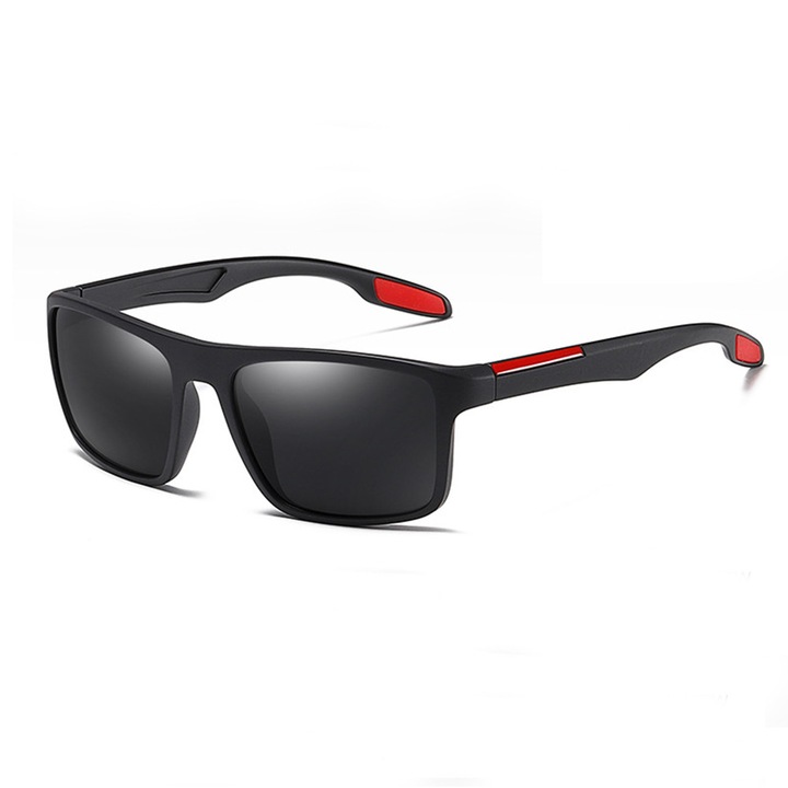 Sunglasses Polarised TR90 (MM101) - UV Protection - Matte Black / Red