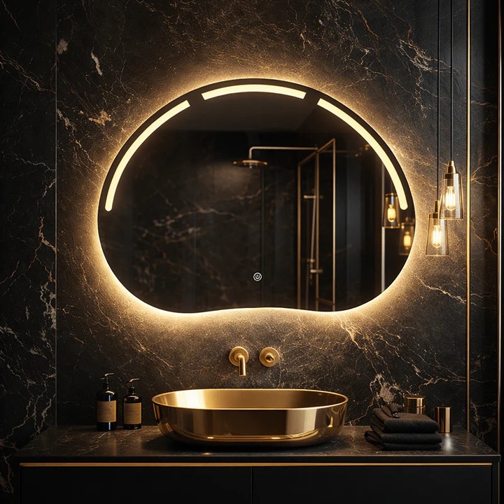 Премиум LED огледало 80x60 см, 3 вида светлина, технология без мед, устойчиво на влага