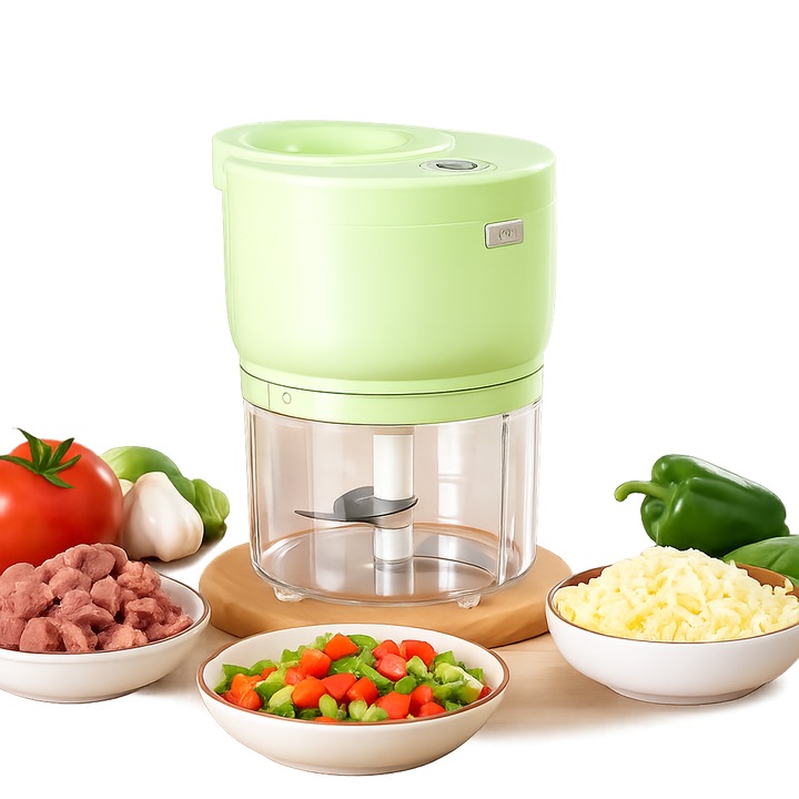 Tocător electric mini Razo, 500 ml, multifunctional, verde, 15x10cm