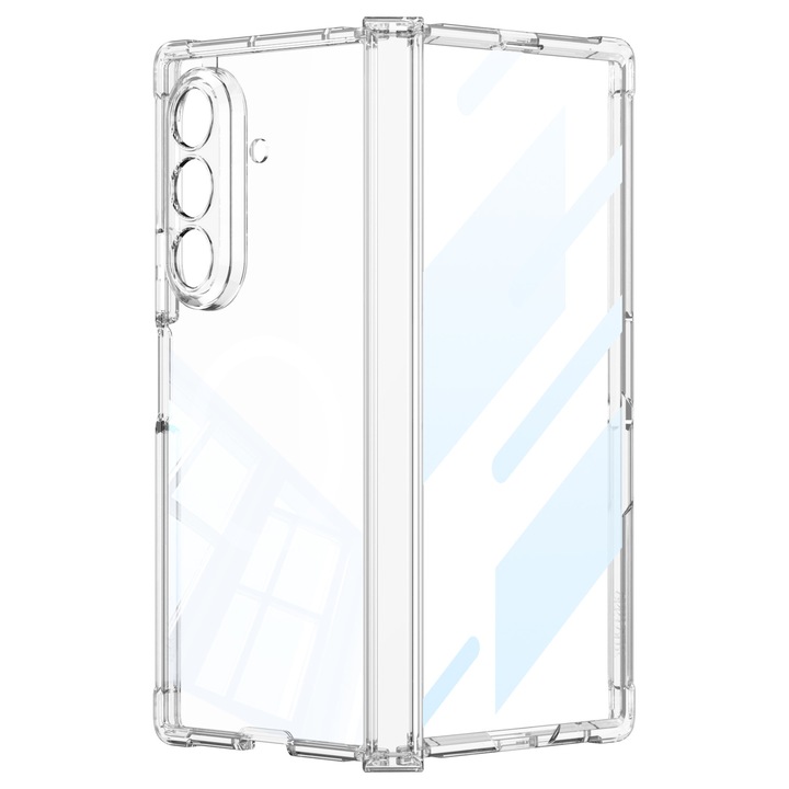 Husa pentru Samsung Galaxy Z Fold 7, Clear Armor Hard Case cu MagSafe, Protectie Balamale si Ecran Integrata, Transparent