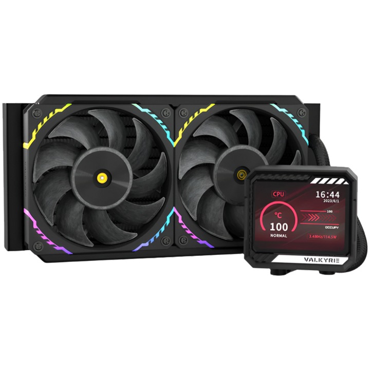 Racire lichida CPU VALKYRIE V240 AIO, 3,5" display IPS LCD, presiune statica 4,0 mmHO, negru