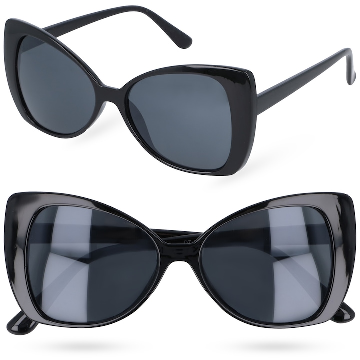 Дамски слънчеви очила Moramo CAT GLAMOUR, черни, стил котешко око, UV-400 филтър