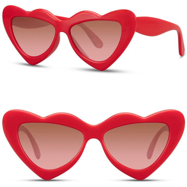 Női napszemüveg Moramo LoveLens, szív alakú, piros, UV400 védelem