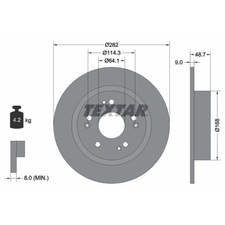 Textar 92301603 elektromos SUV féktárcsa, Honda-kompatibilis, RAR tanúsítvánnyal