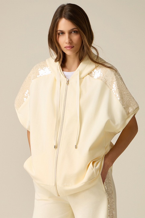 Oltre, Hanorac lejer cu maneci cu paiete, Crem