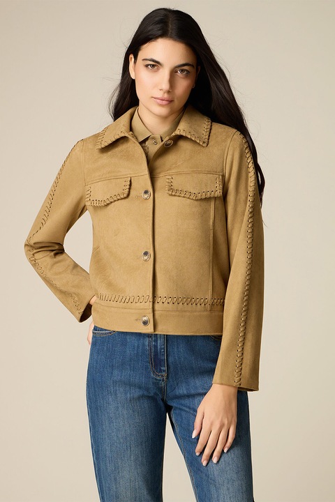 Oltre, Jacheta cu nasturi si buzunare cu clapa pe piept, Ocru