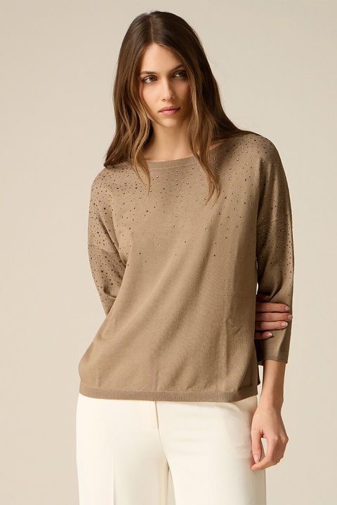 Oltre, Bluza uni cu croiala lejera, Maro deschis/Argintiu