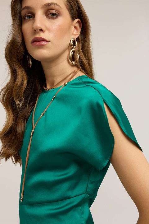 Motivi, Bluza din satin cu maneci scurte, Verde persan