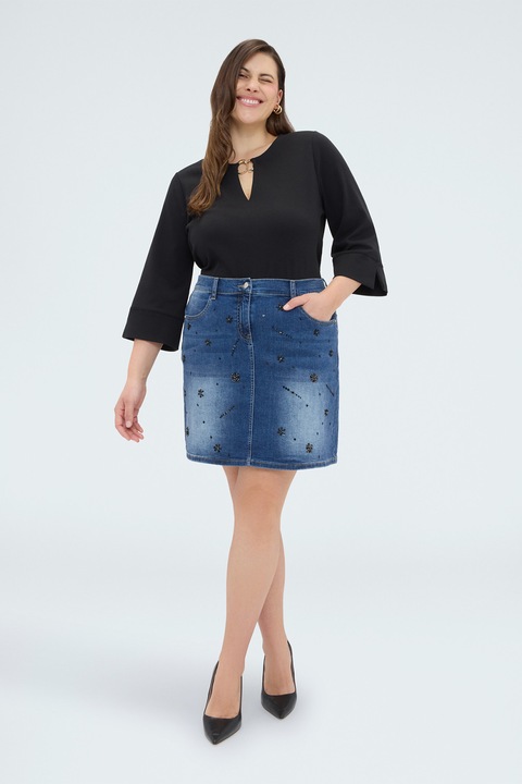 Fiorella Rubino, Bluza cu maneci trei sferturi si detaliu metalic, Gri antracit