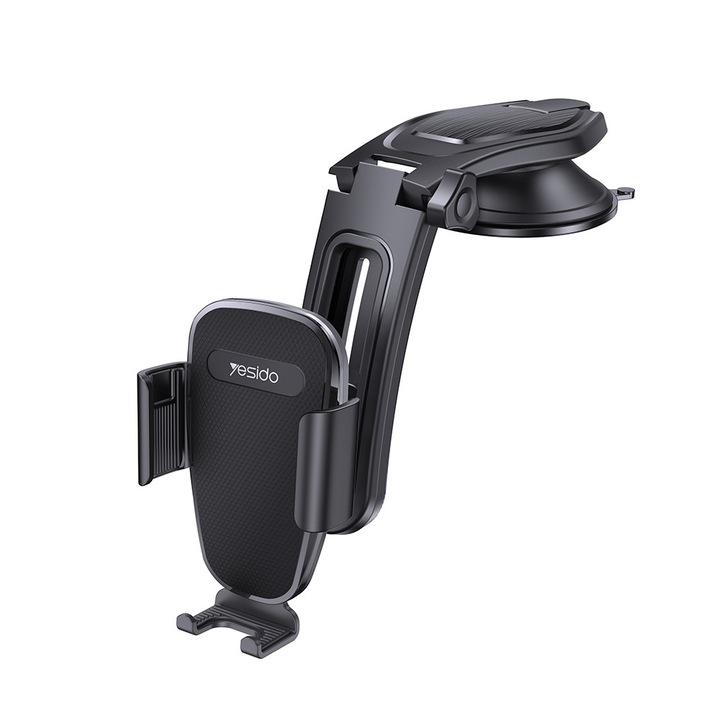 Suport auto pentru telefon/tabletă, Yesido, C130, ventuză ajustabilă, negru