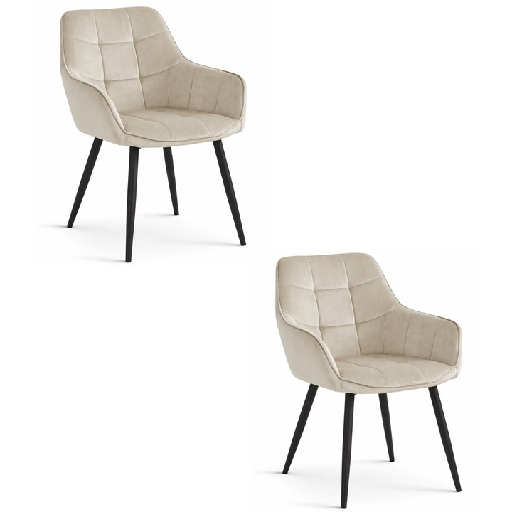 Стол VELVET VARSI, бежов, 82x59x62см, материал кадифе, лесен монтаж, комплект 2 бр.