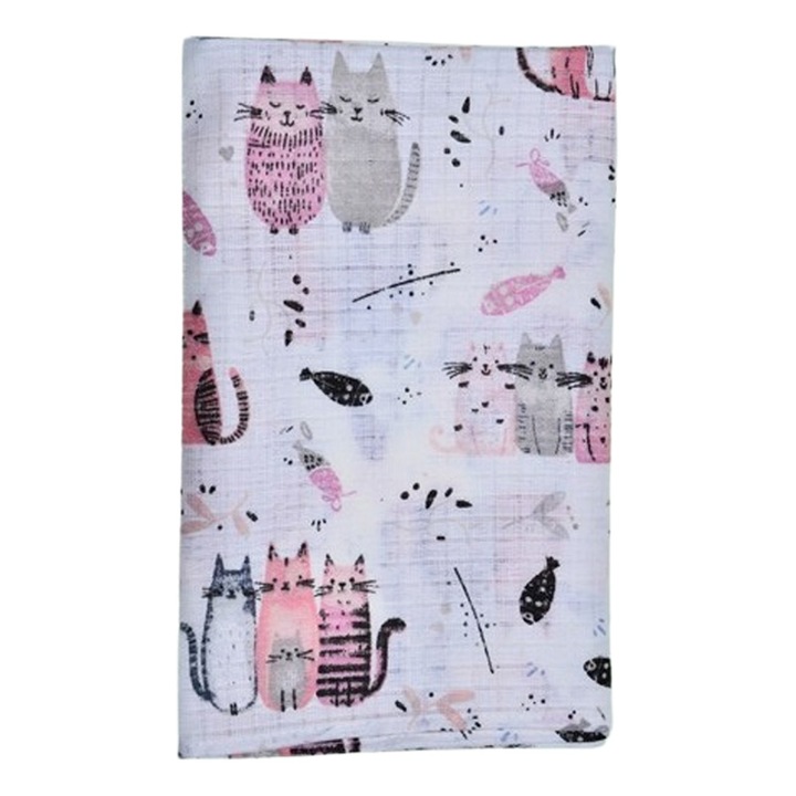 Paturica muselina din bumbac, 80 x 60 cm, pentru copii, Mini Junior, MSL1103P, Alb