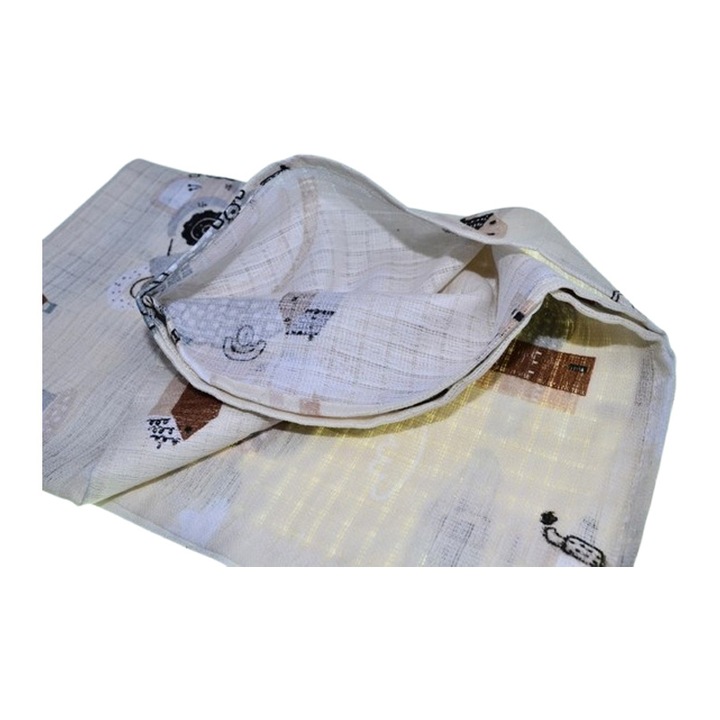 Paturica muselina din bumbac, 80 x 60 cm, pentru copii, Mini Junior, MSL1103C, Crem