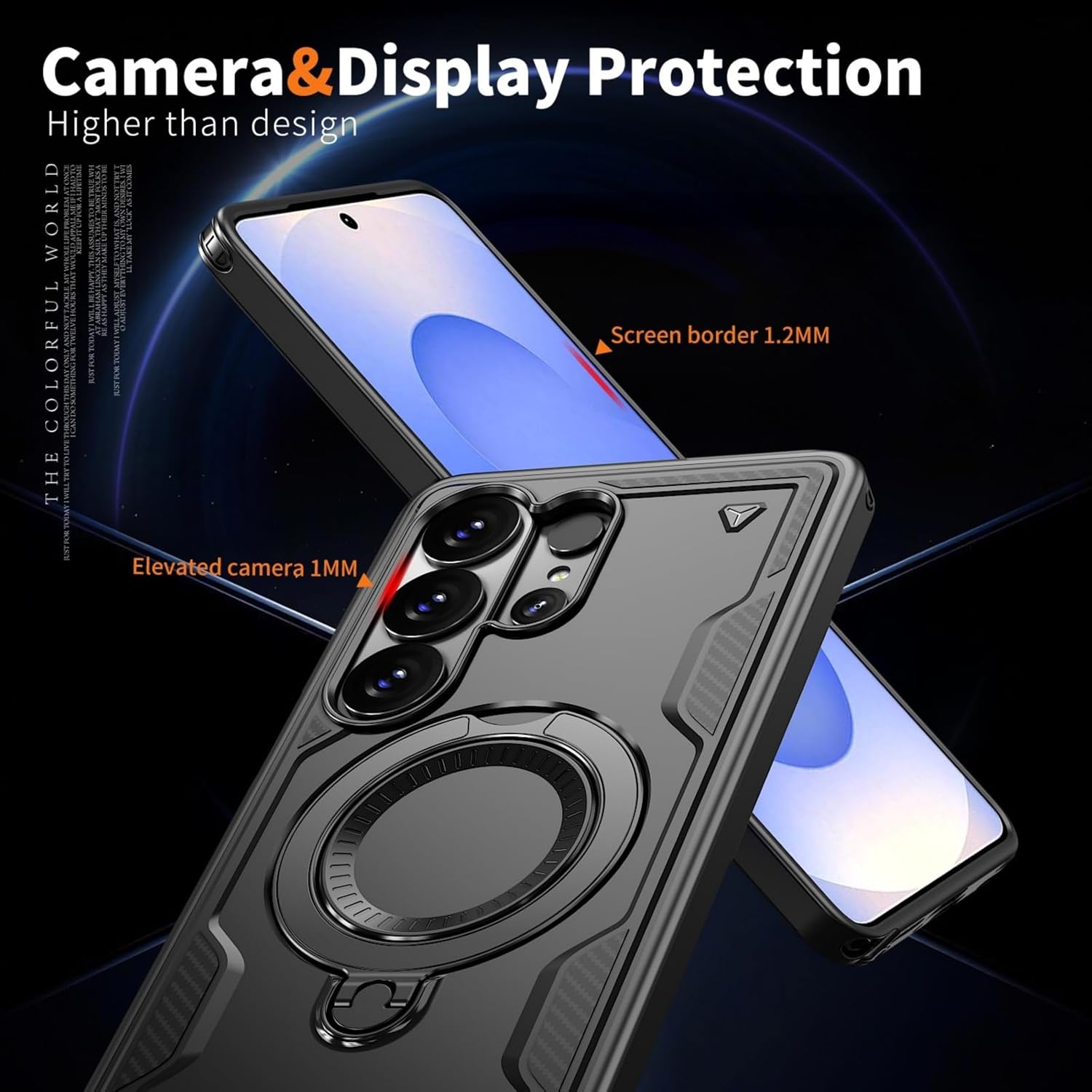 Husa military armour cu inel metalic, ALC MOBILE, compatibila cu Samsung Galaxy S26 Ultra, Negru