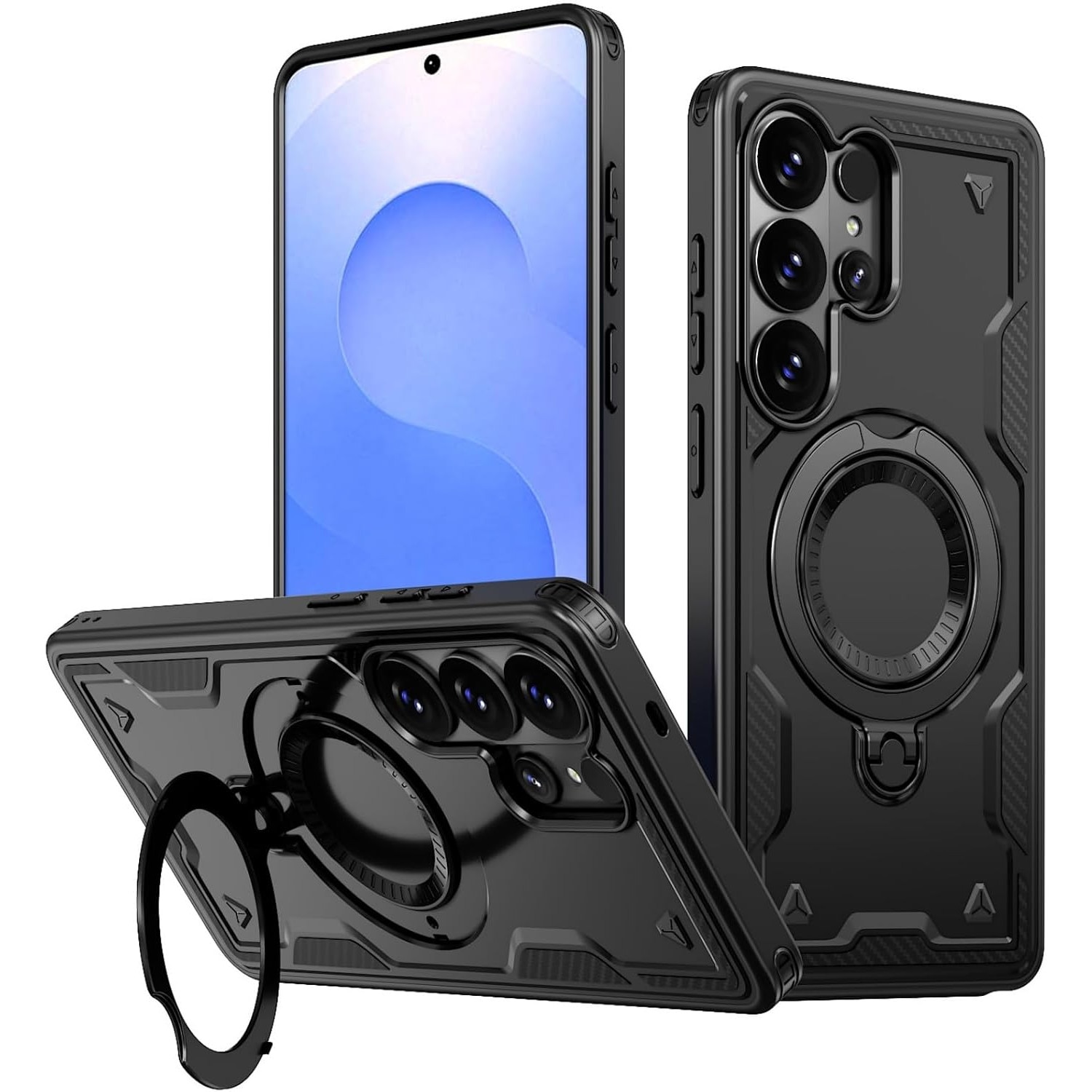 Husa military armour cu inel metalic, ALC MOBILE, compatibila cu Samsung Galaxy S26 Ultra, Negru