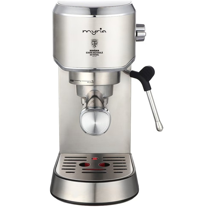 Espressor manual Myria MY4716FRF, 1450W, 15 bar, argintiu, 1l