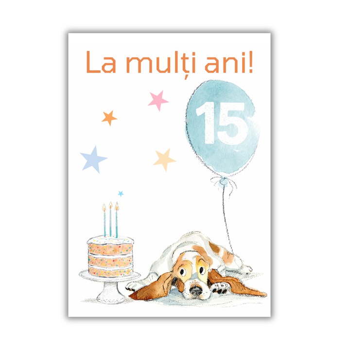 Felicitare 13x18cm cu plic, aniversare 15 ani