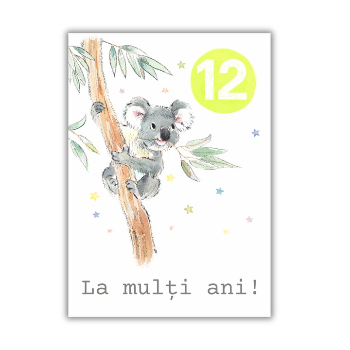 Felicitare 13x18cm cu plic, aniversare 12 ani