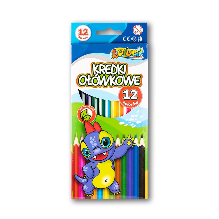 Set creioane colorate 12 culori, Tadeo Trading, 175mm, hexagonale, netoxice