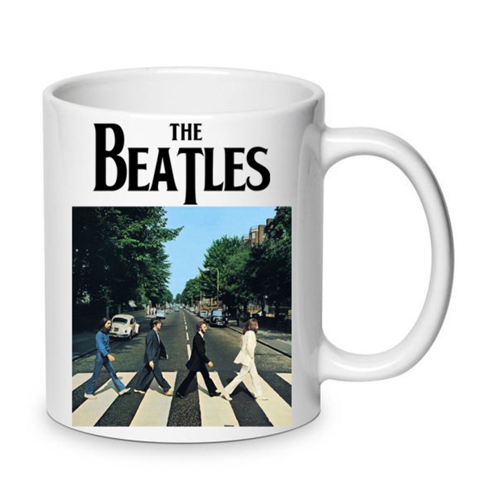 Cana ceramica The Beatles 330ml, design iconic, rezistent la spalare in masina, capacitate 330ml