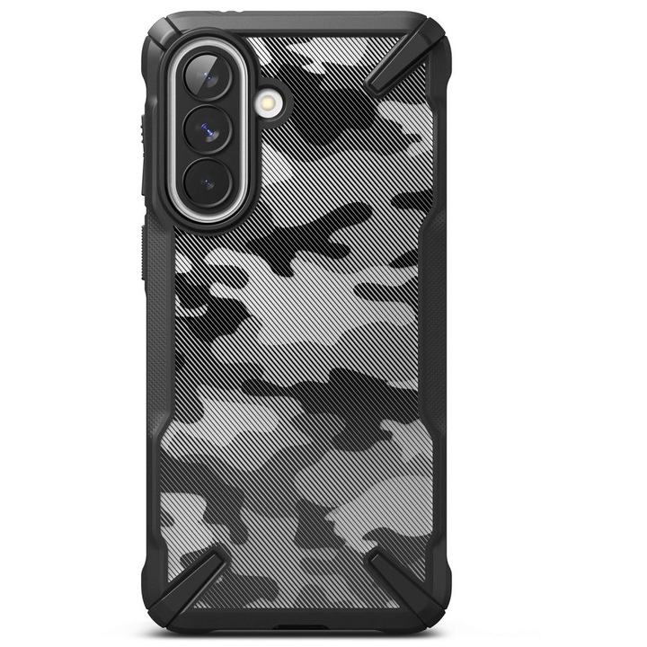 Carcasa Ringke Fusion X, Camo Black, husa hybrid, certificat militar Mil-Grade, compatibila cu Samsung Galaxy A57 5G