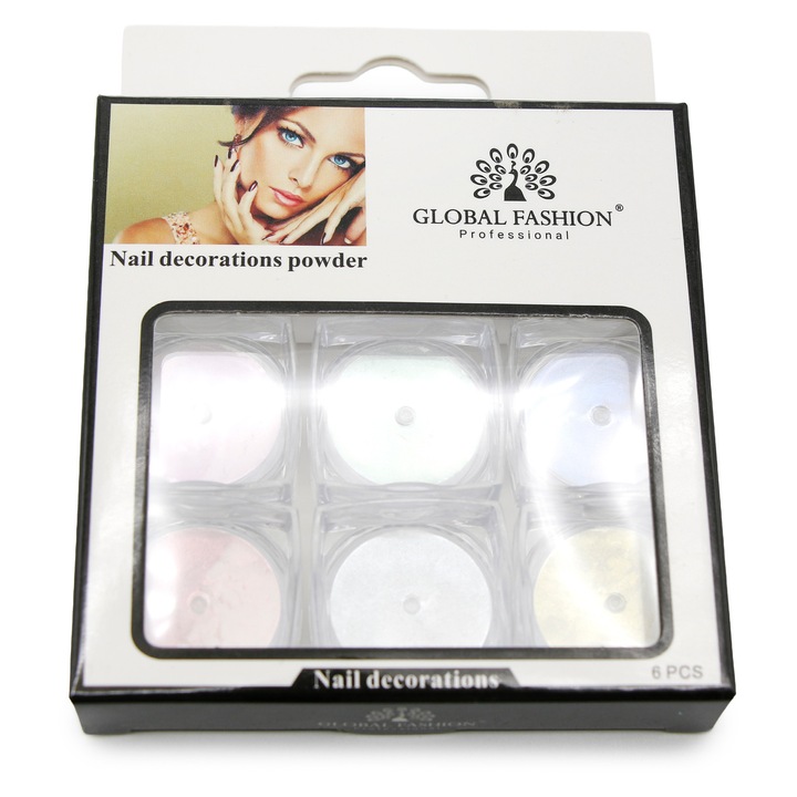 Комплект декорации за нокти, Global Fashion, 6 бр., бял