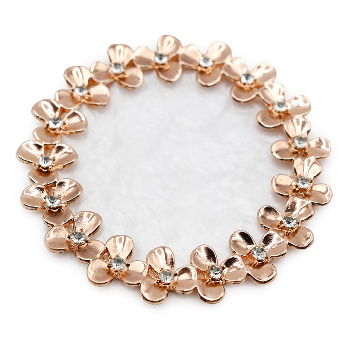 Палитра от камък, Global Fashion, кръгла, бяла със златна рамка, комплект 2 бр.