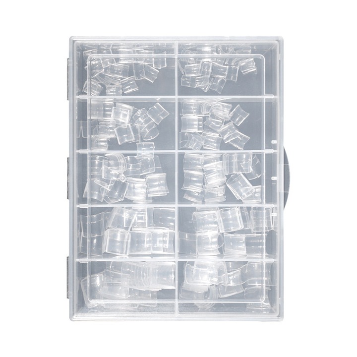 Set accesorii unghii false, BOMSTOM, Acril, 500 Tipsuri, scurte, Transparent