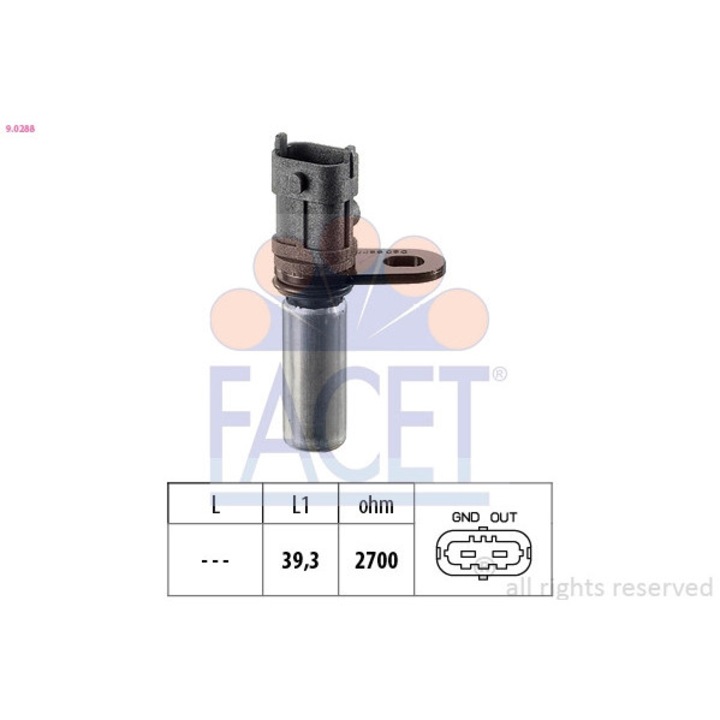 Főtengely jeladó FACET 9.0288 Fiat Stilo, Opel Astra G/H, benzin, jóváhagyott