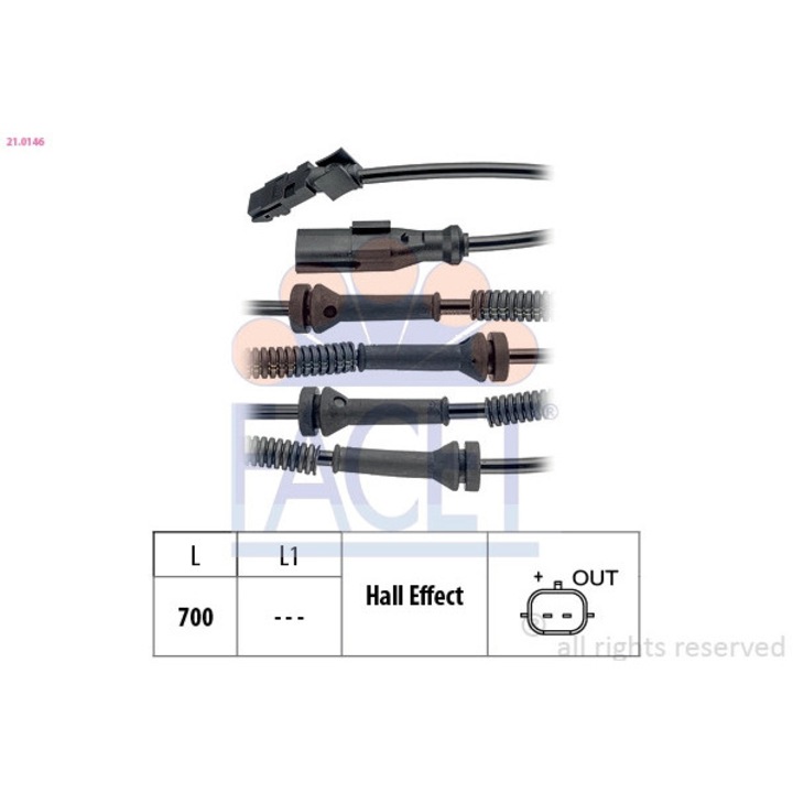 FACET 21.0146 kerékfordulatszám-érzékelő, kompatibilis Nissan Primastar, Opel Vivaro A, Renault Trafic 2, Vauxhall Vivaro A